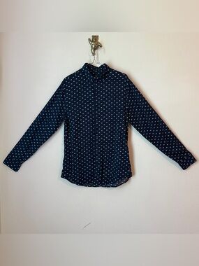 Men’s Armani Exchange Navy Button-Down Shirt with White Micro Print